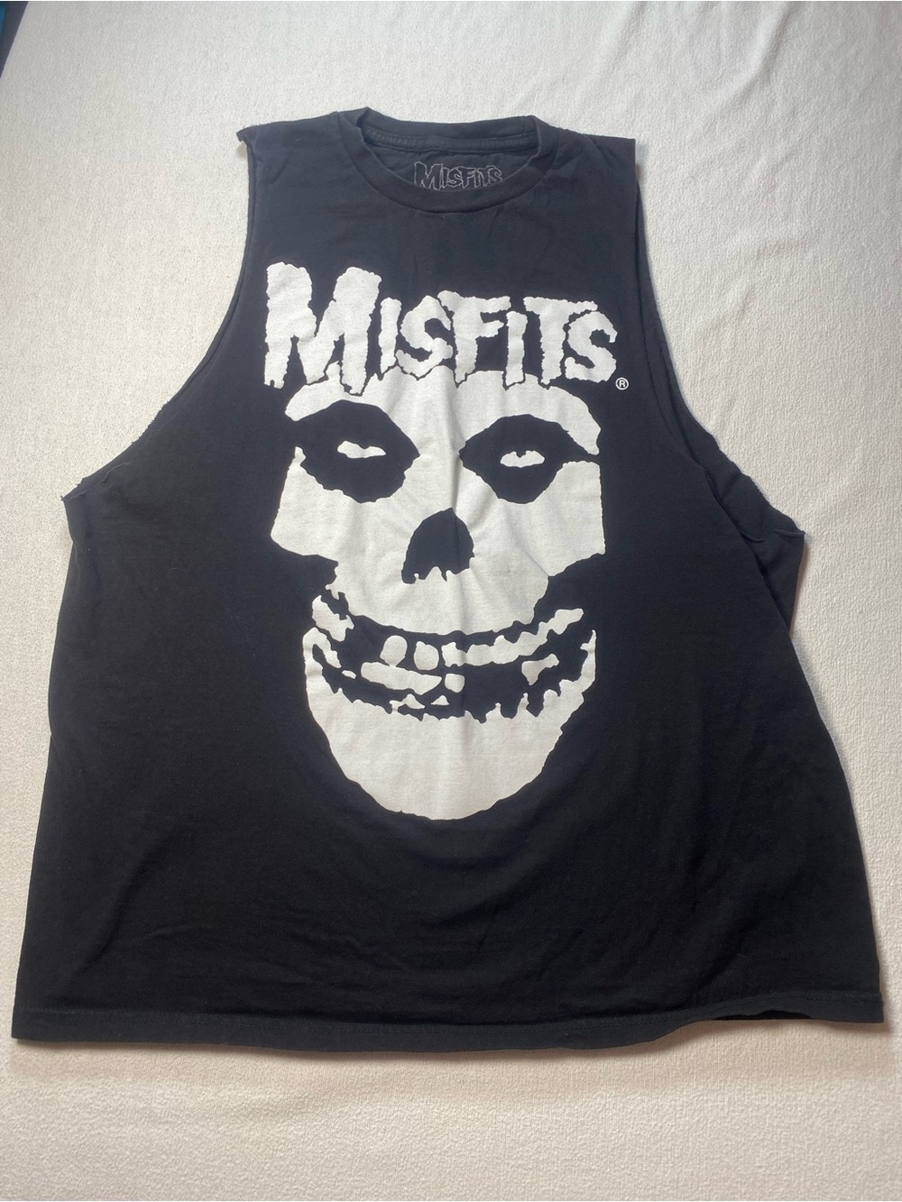 Misfits Black Sleeveless Band Tee with White Skull Logo
